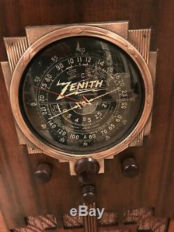 1936 Zenith Model 6V62 Working Black Dial Vacuum Tube Console Radio