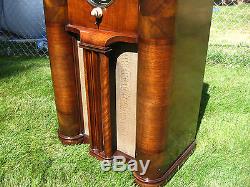 1938 BIG BLACK DIAL ZENITH 7S-363 OLD WOOD ANTIQUE CONSOLE TUBE RADIO WORKS EYE