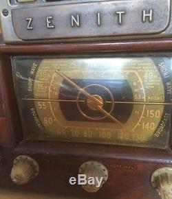 1941 Zenith 6S527 Short Wave/AM Radio Rare Type WithLightening Logo Tuner Center