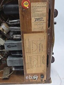 1947 ZENITH 6R886 6 Tube AM Radio Phonograph Wood Chassis 6E02 Restorative Deco