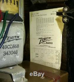 1950's Zenith Wave Magnet Trans-Oceanic Shortwave Radio H-500 Chassis 5H40