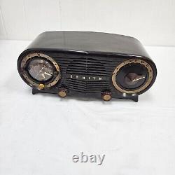 1950s Zenith Radio S-18535 Walnut Owl Eyes Parts or Repair No Wire