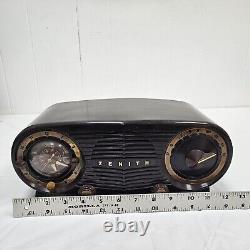 1950s Zenith Radio S-18535 Walnut Owl Eyes Parts or Repair No Wire