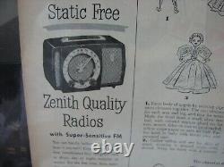 1951 Zenith AM/FM Radio Tube Radio Model H72322 Bakelite Case With Magazine Ad