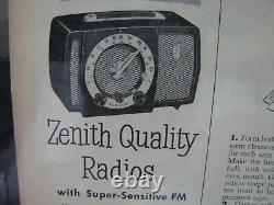 1951 Zenith AM/FM Radio Tube Radio Model H72322 Bakelite Case With Magazine Ad