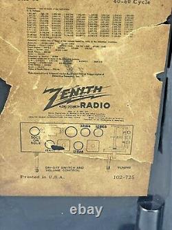 1951 Zenith CONSOLE TONE H511 Tube Broadcast Radio Bakelite Art Deco Chicago USA