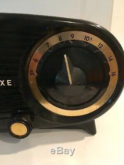 1952 EAMES ERA ZENITH DECO MID CENTURY Telechron CLOCK black bakelite TUBE RADIO