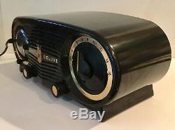 1952 EAMES ERA ZENITH DECO MID CENTURY Telechron CLOCK black bakelite TUBE RADIO
