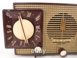 1952 Zenith Bakelite J733 AM/FM Clock Radio Skyscraper Tube Type & Owners Manual
