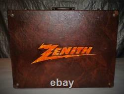 1960's Zenith Tube Carrying Case Repairman Tv Radio Crate Sign Service Box Parts