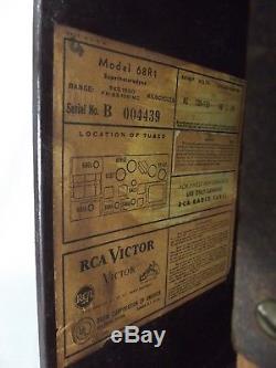 ANTIQUE RCA VICTOR RADIO model 68R1 tube Vintage MARBLED BAKELITE FM 1940's NICE