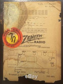 Antique Zenith G725 AM/FM Bakelite Tube Table Radio Vintage ca1950 WORKS