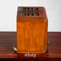 Antique Zenith Radio Cube 1938 Walnut Wood 4 knobs Tube Round Dial 5-S-126 Table