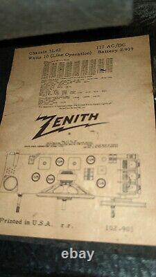 Antique Zenith Transoceanic L507 Chassis 5L42 Tube Radio (untested)
