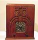 Antique Zenith vintage tube radio in tombstone cabinet restored & working