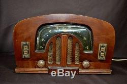 Antq 1942 Zenith Consol-Tone Model 6D2615 Boomerang Table tube Radio Bent wood