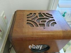 Art Deco 1937 Zenith 5J-217 Large CUBE AM/SW Wooden Table Radio parts or repair