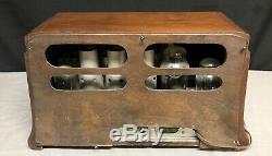 BEAUTIFUL 1933 ZENITH 705 Trapezoid Shaped Wood VACUUM Tube Radio