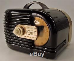 Beautiful Antique Vintage 1939 Zenith 6D315 Wavemagnet Black Bakelite Tube Radio