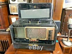 Beautiful Zenith A600 Trans-Oceanic tube radio works 1L6 clean covering
