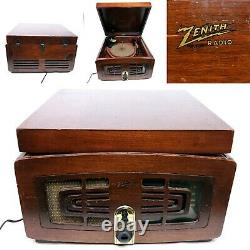 For Repair Vintage Zenith 5R086 Tube Radio Record Player Turntable Wooden Case