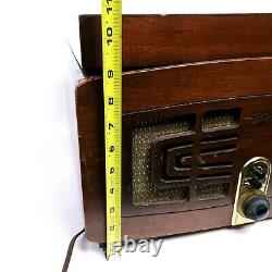 For Repair Vintage Zenith 5R086 Tube Radio Record Player Turntable Wooden Case