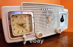 Ivory MCM 1955 Owl Eyes Zenith Model Z-515W Clock Radio Now a Bluetooth Speaker