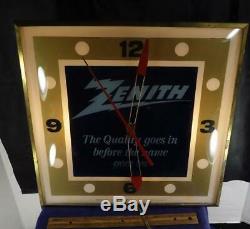 Large Vintage Pam Zenith Advertising Lighted Wall Clock Sign Tube Radio TV Etc