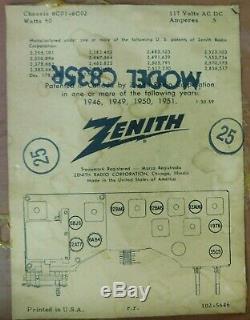 Late 50's Vintage Zenith AM/FM Radio Model 835R The Super Symphonaire Nice