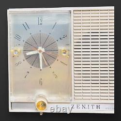 MCM Vintage Zenith Tube Radio L727 Good Working Condition Clock Am Fm Alarm