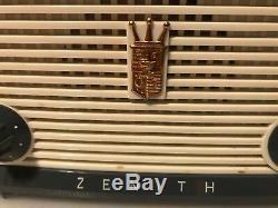 Mid Century Zenith Model Z508B Space Age Grey Two Tone Table Tube Radio Receiver