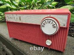PINK TUBE RADIO vintage ZENITH Model F508V coral RARE 1960's