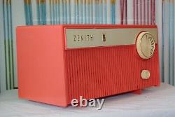 PINK TUBE RADIO vintage ZENITH Model F508V coral RARE 1960's