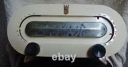 RARE WHITE 1951 Zenith Racetrack H511 W Consol-Tone AM Radio Art Deco Works