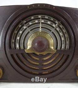 RARE ZENITH RADIO model 7H820UZ tube Vintage MARBLED BAKELITE 1940's TESTED
