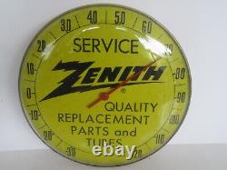 RARE Zenith Radio Round Tube / Replacement Parts Advertising Yellow Thermometer