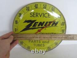 RARE Zenith Radio Round Tube / Replacement Parts Advertising Yellow Thermometer