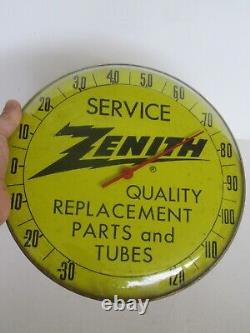 RARE Zenith Radio Round Tube / Replacement Parts Advertising Yellow Thermometer