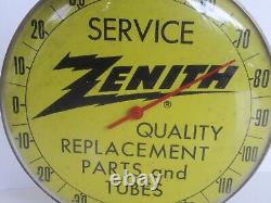 RARE Zenith Radio Round Tube / Replacement Parts Advertising Yellow Thermometer