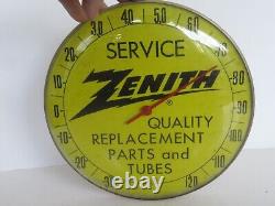 RARE Zenith Radio Round Tube / Replacement Parts Advertising Yellow Thermometer