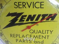 RARE Zenith Radio Round Tube / Replacement Parts Advertising Yellow Thermometer