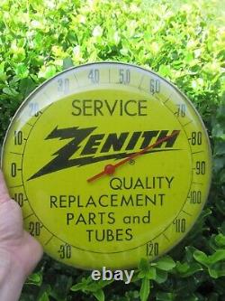 RARE Zenith Radio Round Tube / Replacement Parts Advertising Yellow Thermometer