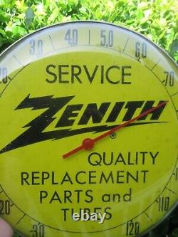 RARE Zenith Radio Round Tube / Replacement Parts Advertising Yellow Thermometer