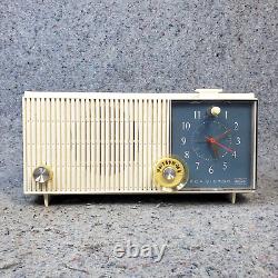 RCA Victor RFD15V Tube Radio Clock AM White Blue MCM 1950's Vintage WORKS