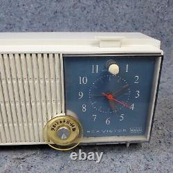 RCA Victor Tube Radio Clock AM White Blue Model RFD15V MCM 1950's Vintage WORKS