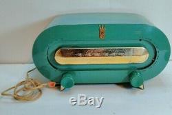 Rare 1951 French Green Teal Zenith H511F Budlong Racetrack Design Radio