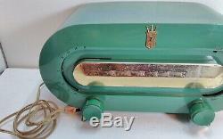 Rare 1951 French Green Teal Zenith H511F Budlong Racetrack Design Radio