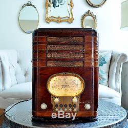 Rare Original Antique Vintage ZENITH 5S327 TOMBSTONE Wood Deco Tube Radio Works