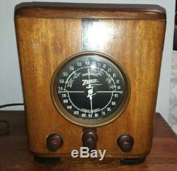 Rare Zenith Wood Cube Radio 5S-220 Circa 1938 5 Tube- Works