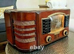 Serviced Antique VINTAGE ZENITH 7S633 Wood TUBE RADIO AM Deco WW2 WORKS Great